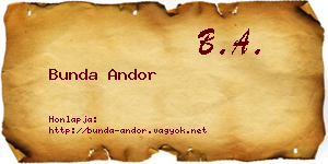 Bunda Andor névjegykártya
